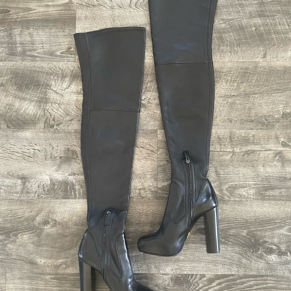 Prada Black Leather Thigh High Boots 🎩 - Picture 5 of 14